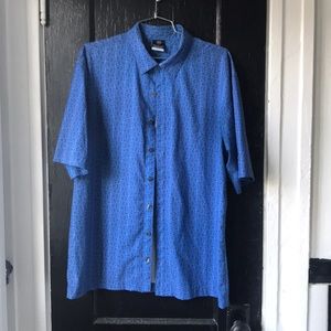 Nike Dri-Fit Blue Printed Button Down Golf Shirt